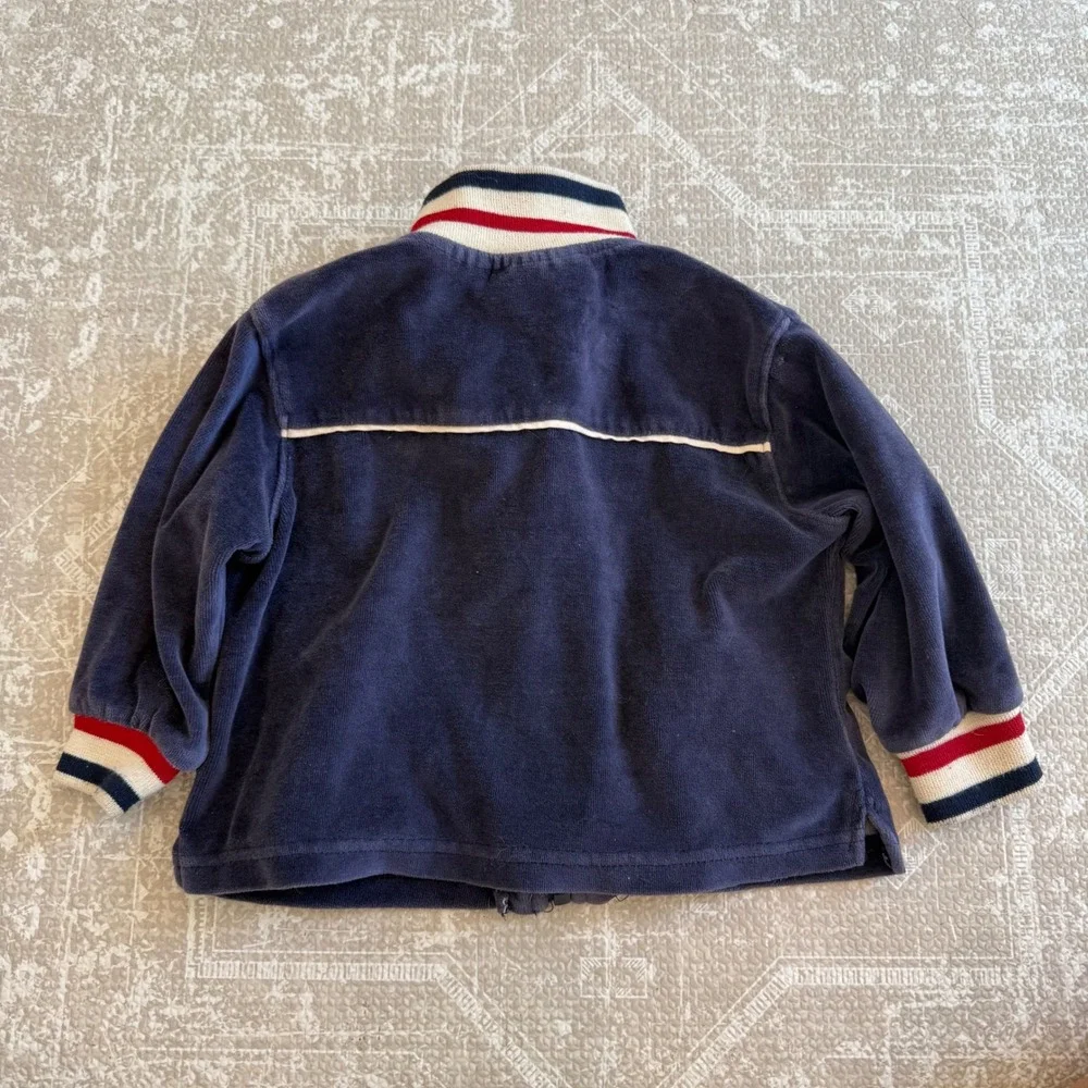 Vintage Carters Navy Blue Velour Track Jacket Zip Up‎ Kids Size 18 Months